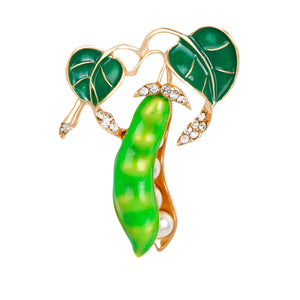 High Quality Enamel Brooches for Women Pea Pods Plant Elegant Brooches & Pins Jewelry Scarf Corsage Accessories