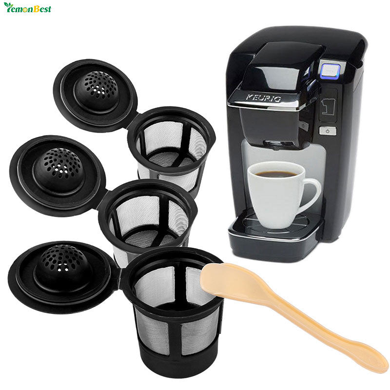 3Pcs Refillable Dolce Gusto Reusable Coffee Filter Pod Keurig Solo Stainless Mesh Compatible With 1Pcs Coffee Spoon
