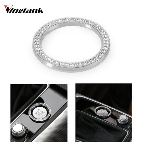 Vingtank Car Engine Start Key Ring Stop Ignition Button Sticky Ring Crystal Rhinestone Decor Ring