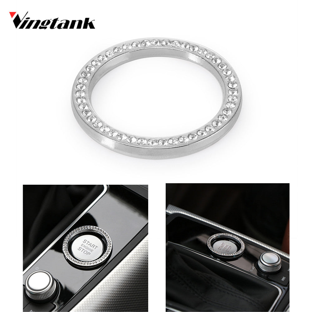 Vingtank Car Engine Start Key Ring Stop Ignition Button Sticky Ring Crystal Rhinestone Decor Ring