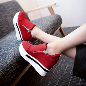 Women Wedges Boots Platform Shoes Slip On Ankle Boots Fashion Casual Shoes