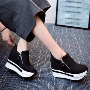 Women Wedges Boots Platform Shoes Slip On Ankle Boots Fashion Casual Shoes