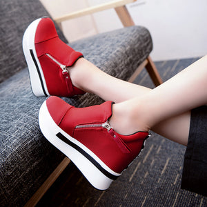 Women Wedges Boots Platform Shoes Slip On Ankle Boots Fashion Casual Shoes