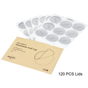 RECAPS 120/240/360 Pcs Adhesive Aluminum Lids Seals for Filling Empty Disposable Refillable Reusable Nespresso Pod Capsule