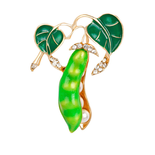 High Quality Enamel Brooches for Women Pea Pods Plant Elegant Brooches & Pins Jewelry Scarf Corsage Accessories